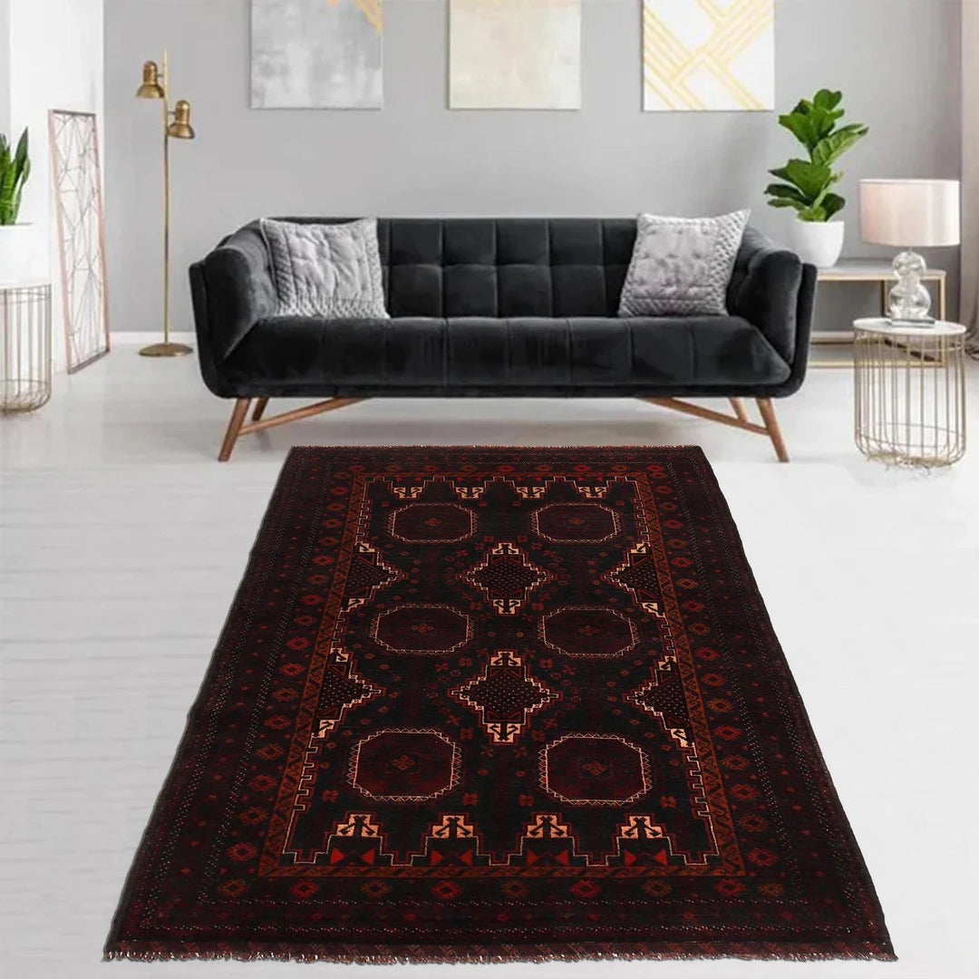 Afghan Baluchi Rug 4' 0" x 6' 3" Hand-Knotted | No. AL27809