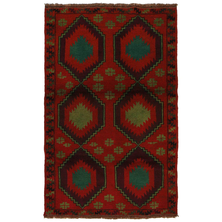 Afghan Baluchi Rug 4' 2" x 6' 8" Hand-Knotted | No. AL27819