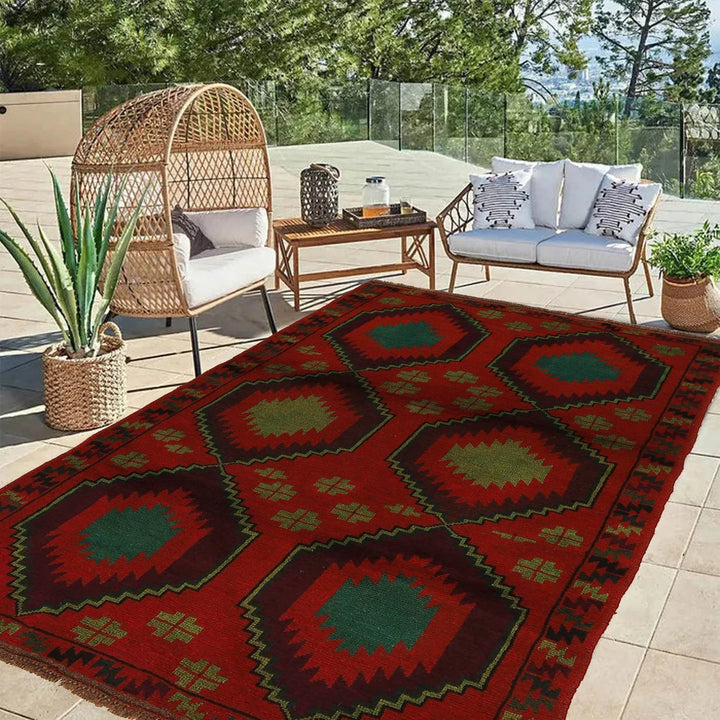 Afghan Baluchi Rug 4' 2" x 6' 8" Hand-Knotted | No. AL27819
