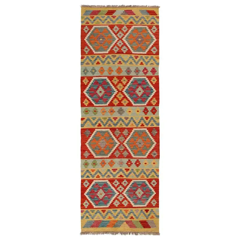 Afghan Kilim Runner 2' 8" x 8' 1" Flat-Weave | No. AL27861