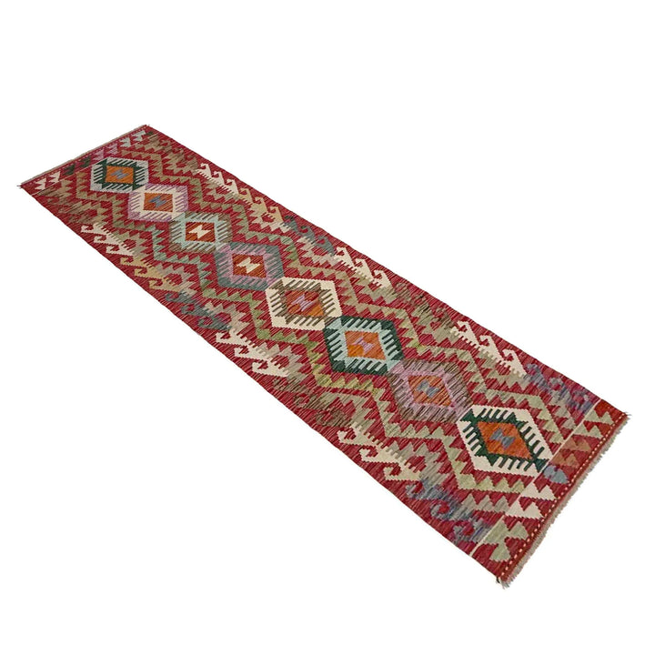 Afghan Vegetable Kilim Rug 2' 2" x 9' 6" Flat-Weave | No. AL279275