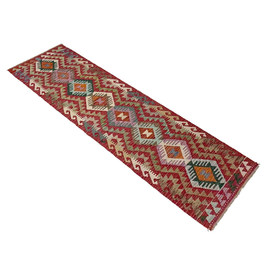 Afghan Vegetable Kilim Rug 2' 2" x 9' 6" Flat-Weave | No. AL279275