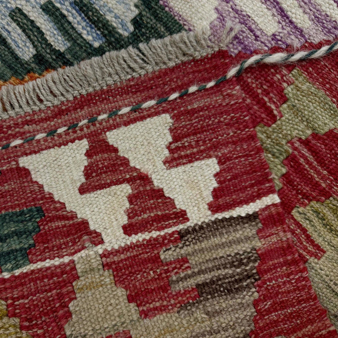 Afghan Vegetable Kilim Rug 2' 2" x 9' 6" Flat-Weave | No. AL279275