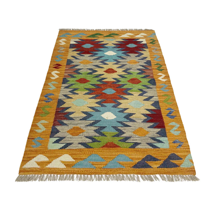 Afghan Vegetable Kilim Rug 2' 7" x 4' 0" Flat-Weave | No. AL279540