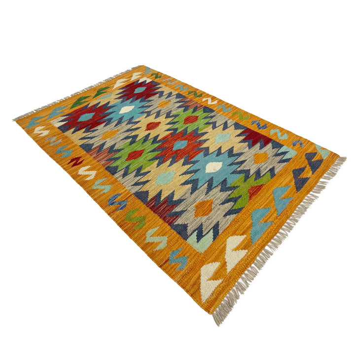 Afghan Vegetable Kilim Rug 2' 7" x 4' 0" Flat-Weave | No. AL279540