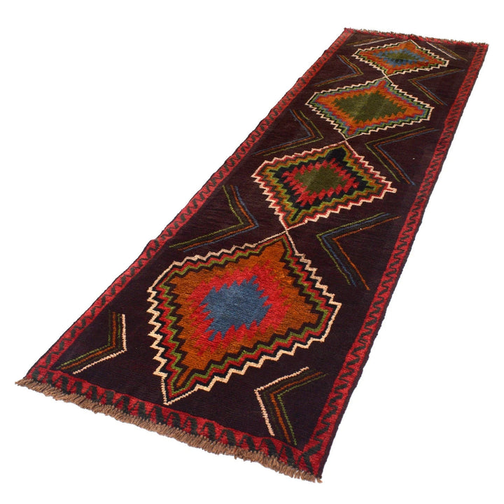 Afghan Baluchi Rug 2' 8" x 9' 9" Hand-Knotted | No. AL28026