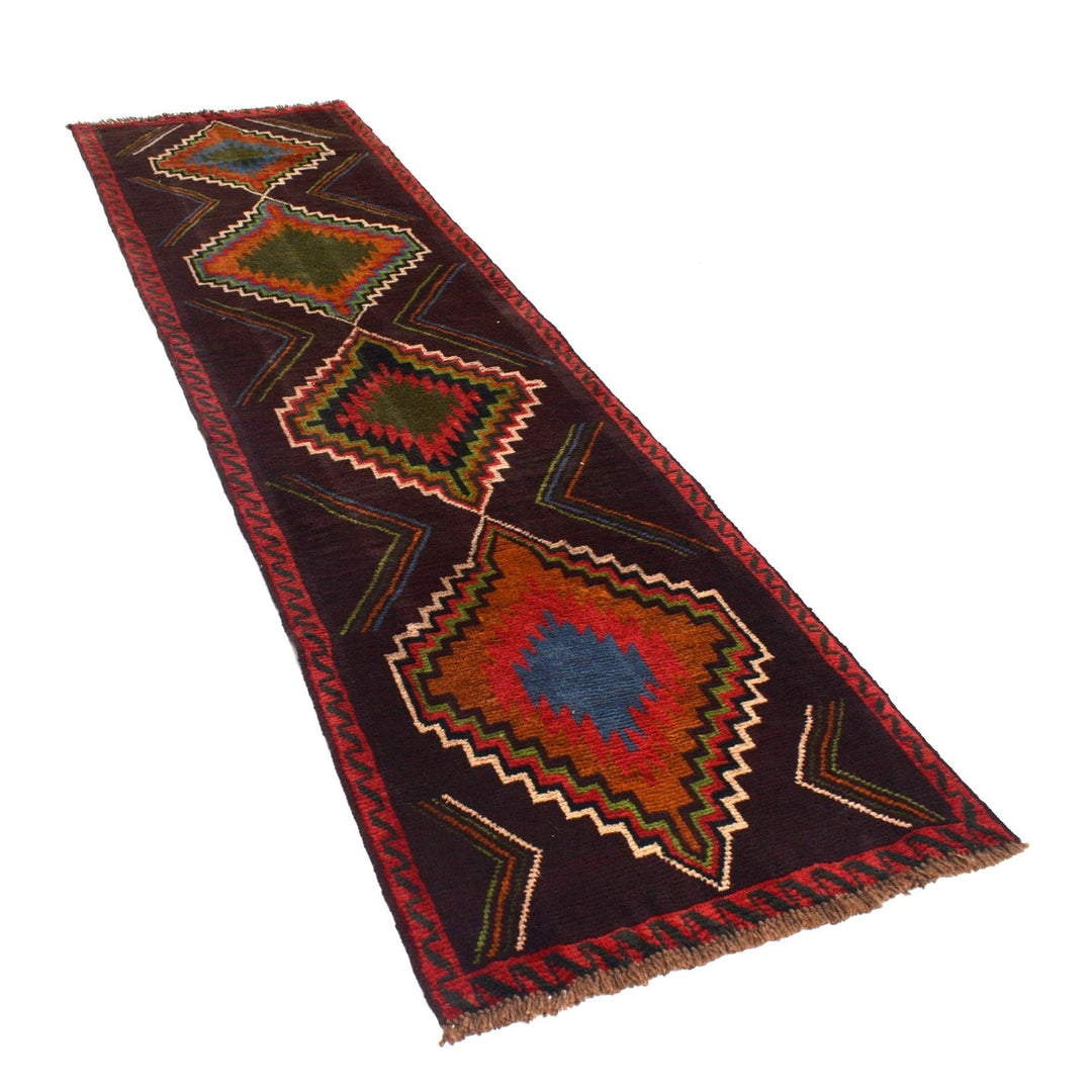 Afghan Baluchi Rug 2' 8" x 9' 9" Hand-Knotted | No. AL28026