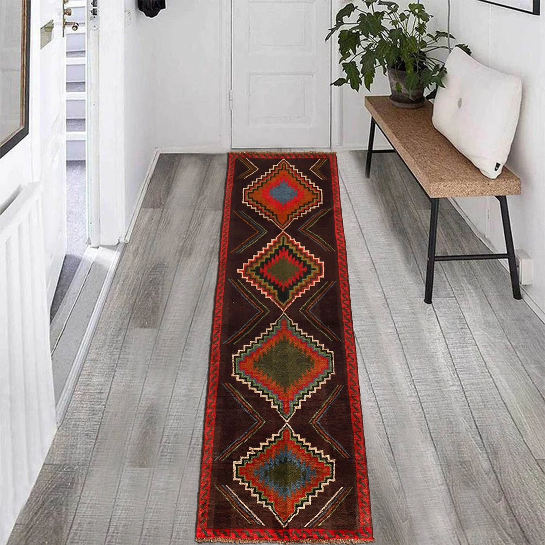 Afghan Baluchi Rug 2' 8" x 9' 9" Hand-Knotted | No. AL28026
