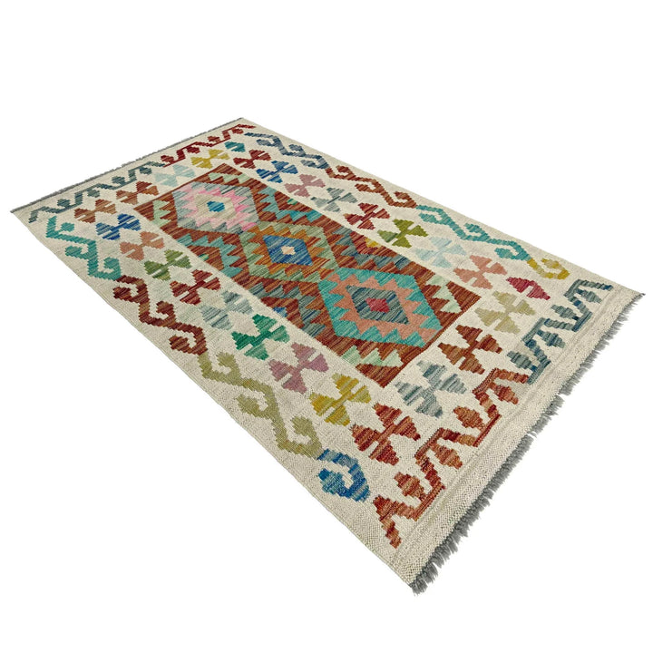 Afghan Vegetable Kilim Rug 2' 6" x 4' 0" Flat-Weave | No. AL28060