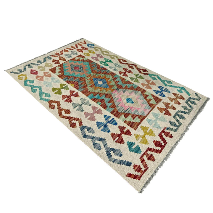 Afghan Vegetable Kilim Rug 2' 6" x 4' 0" Flat-Weave | No. AL28060
