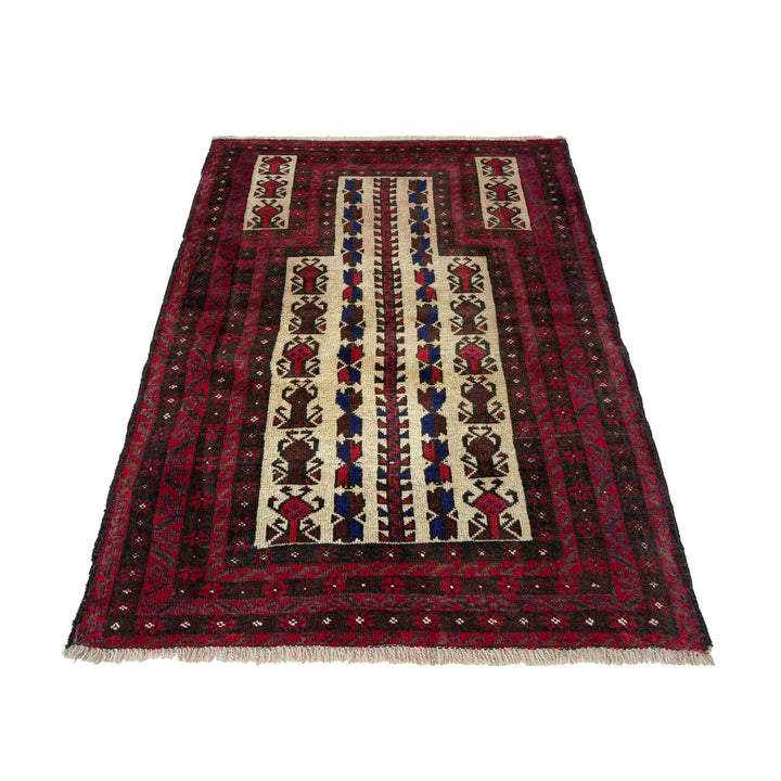 Afghan Prayer Rug 3' 2" x 4' 6" Hand-Knotted | No. AL28072