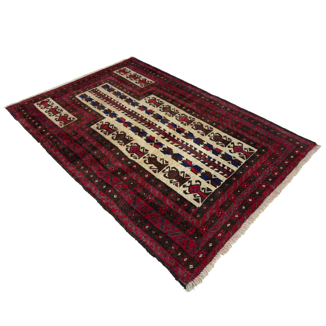 Afghan Prayer Rug 3' 2" x 4' 6" Hand-Knotted | No. AL28072