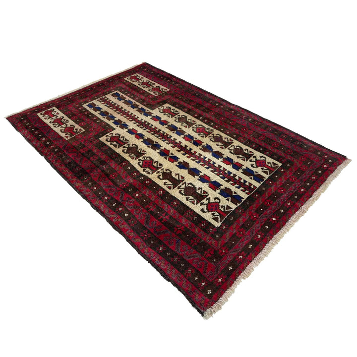 Afghan Prayer Rug 3' 2" x 4' 6" Hand-Knotted | No. AL28072