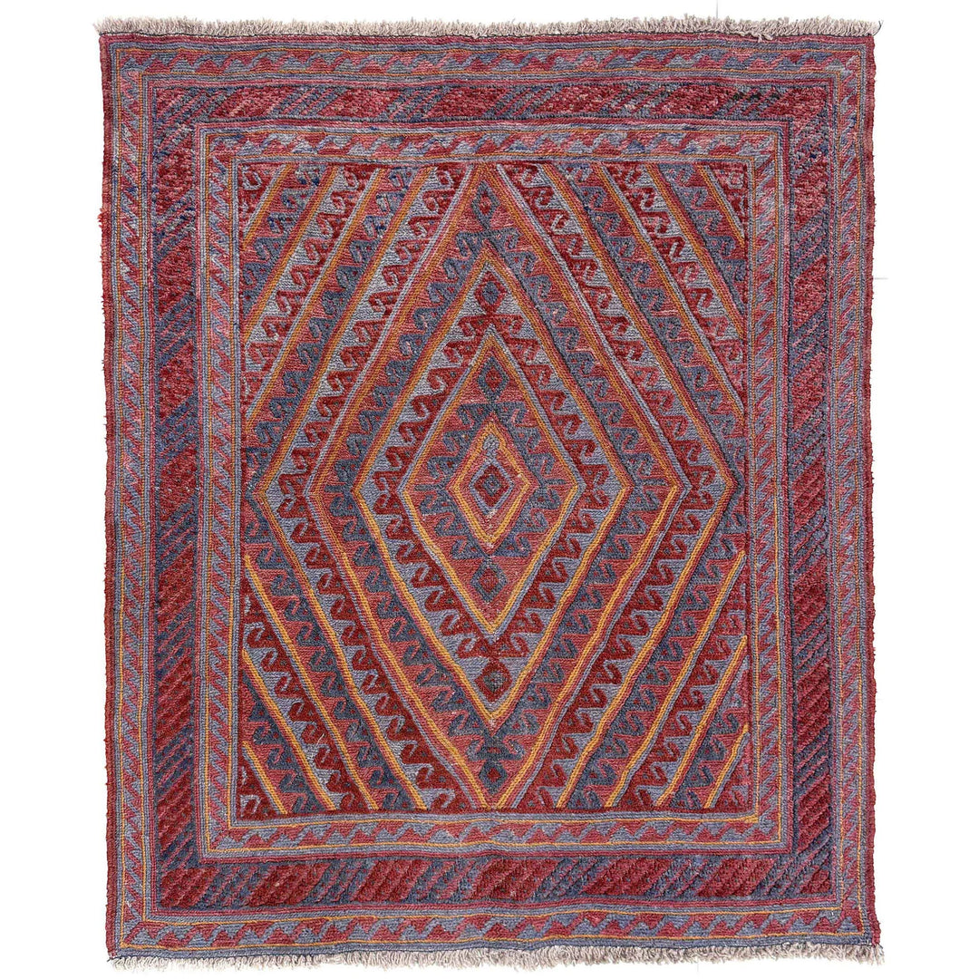 Multicolor Afghan Mashwani Rug 3' 11" x 4' 1" Hand-Knotted | No. AL28097