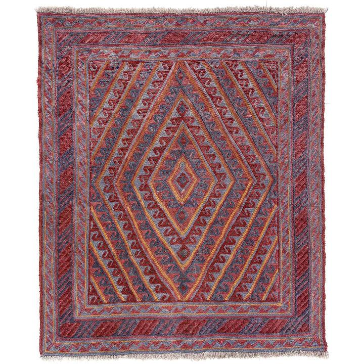 Multicolor Afghan Mashwani Rug 3' 11" x 4' 1" Hand-Knotted | No. AL28097