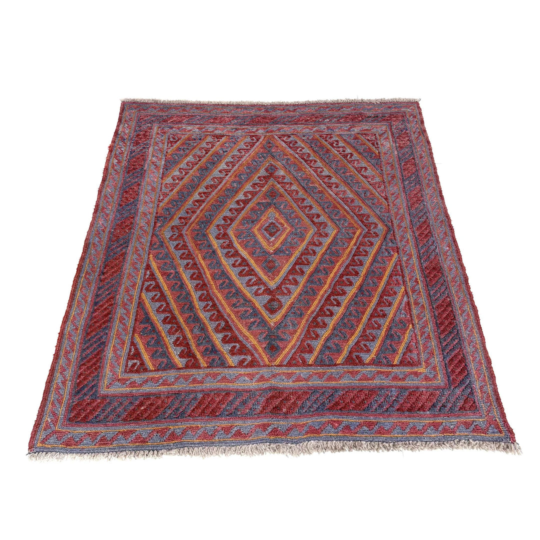 Multicolor Afghan Mashwani Rug 3' 11" x 4' 1" Hand-Knotted | No. AL28097