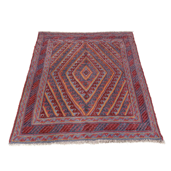 Multicolor Afghan Mashwani Rug 3' 11" x 4' 1" Hand-Knotted | No. AL28097