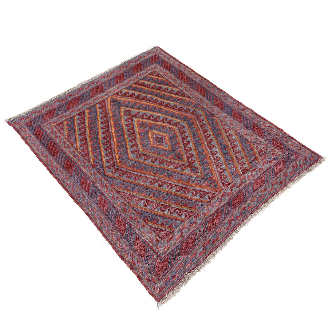 Multicolor Afghan Mashwani Rug 3' 11" x 4' 1" Hand-Knotted | No. AL28097