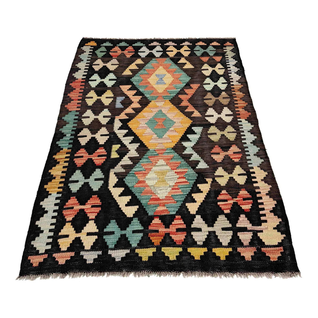 Afghan Vegetable Kilim Rug 2' 8" x 4' 2" Flat-Weave | No. AL281434