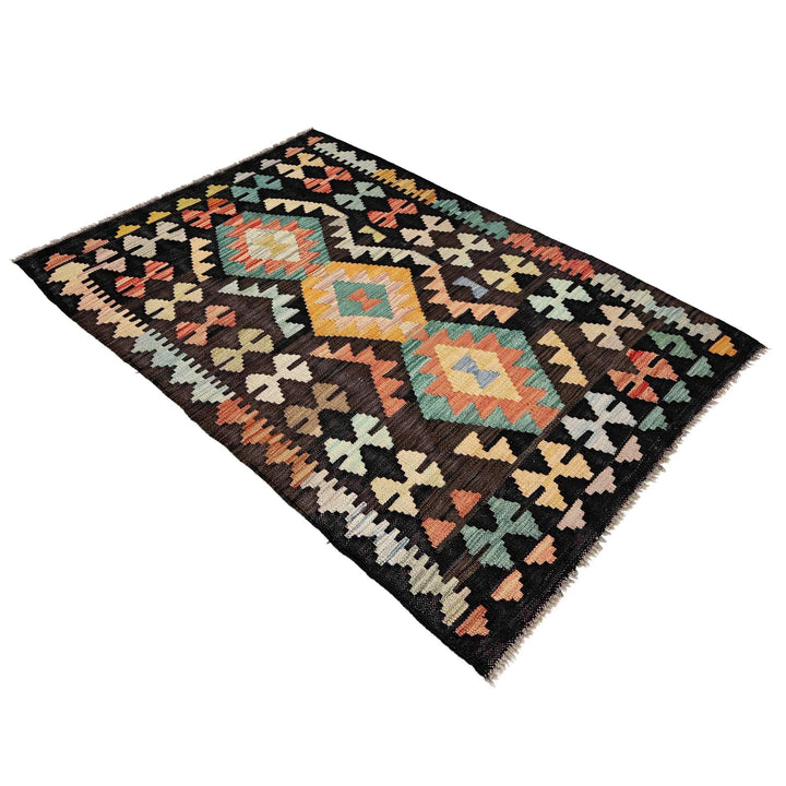 Afghan Vegetable Kilim Rug 2' 8" x 4' 2" Flat-Weave | No. AL281434