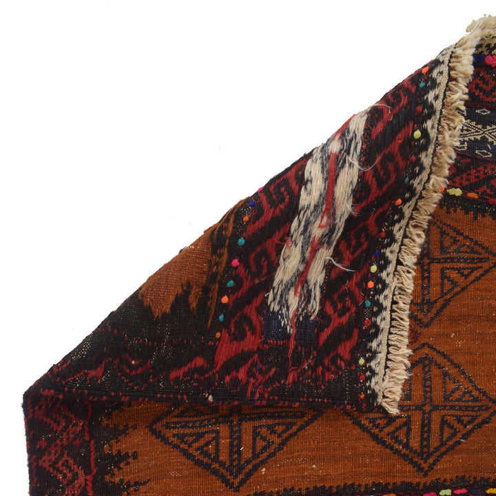 Brown Afghan Sufra Kilem Runner 2' 0" x 6' 6" Flat-Weave | No. AL28169