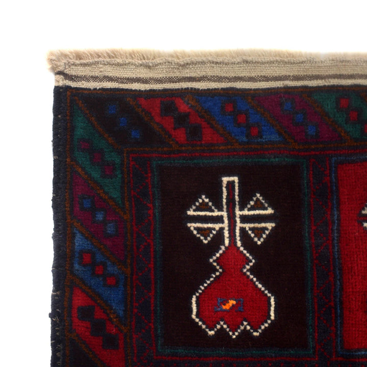 Afghan Baluchi Rug 3' 2" x 4' 5" Hand-Knotted | No. AL28210