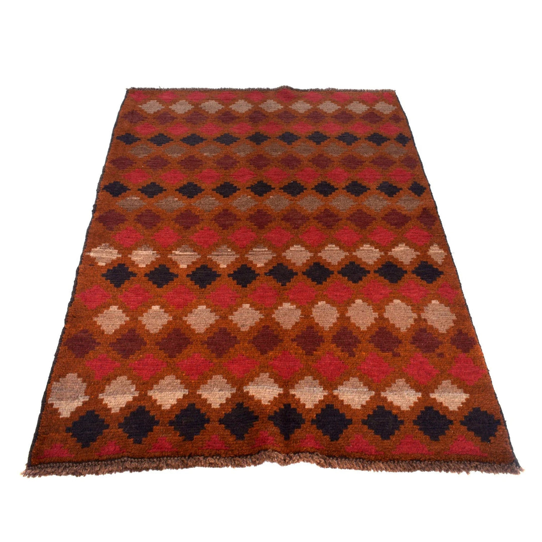 Brown Afghan Baluchi Rug 3' 10" x 5' 11" Hand-Knotted | No. AL28230