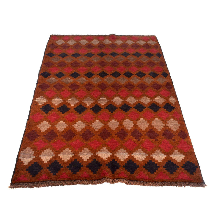 Brown Afghan Baluchi Rug 3' 10" x 5' 11" Hand-Knotted | No. AL28230