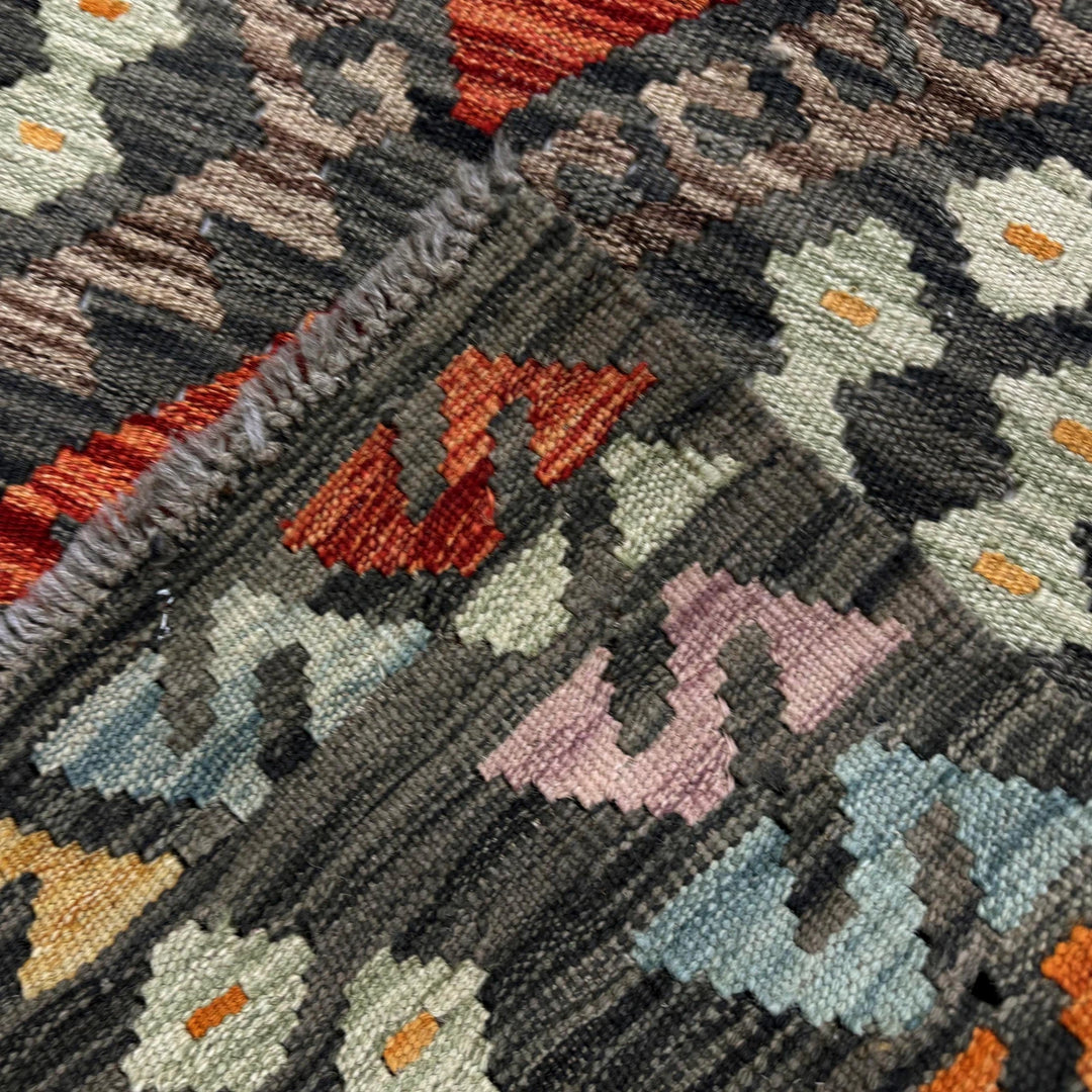 Multicolor Afghan Vegetable Kilim Rug 2'7" x 9'9" Flat-Weave | No. AL282720