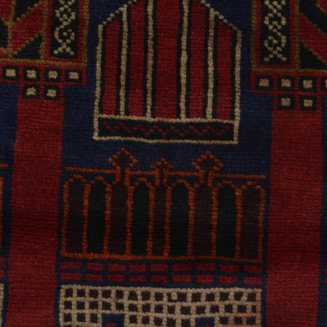 Afghan Prayer Rug 3' 1" x 4' 6" Hand-Knotted | No. AL28286