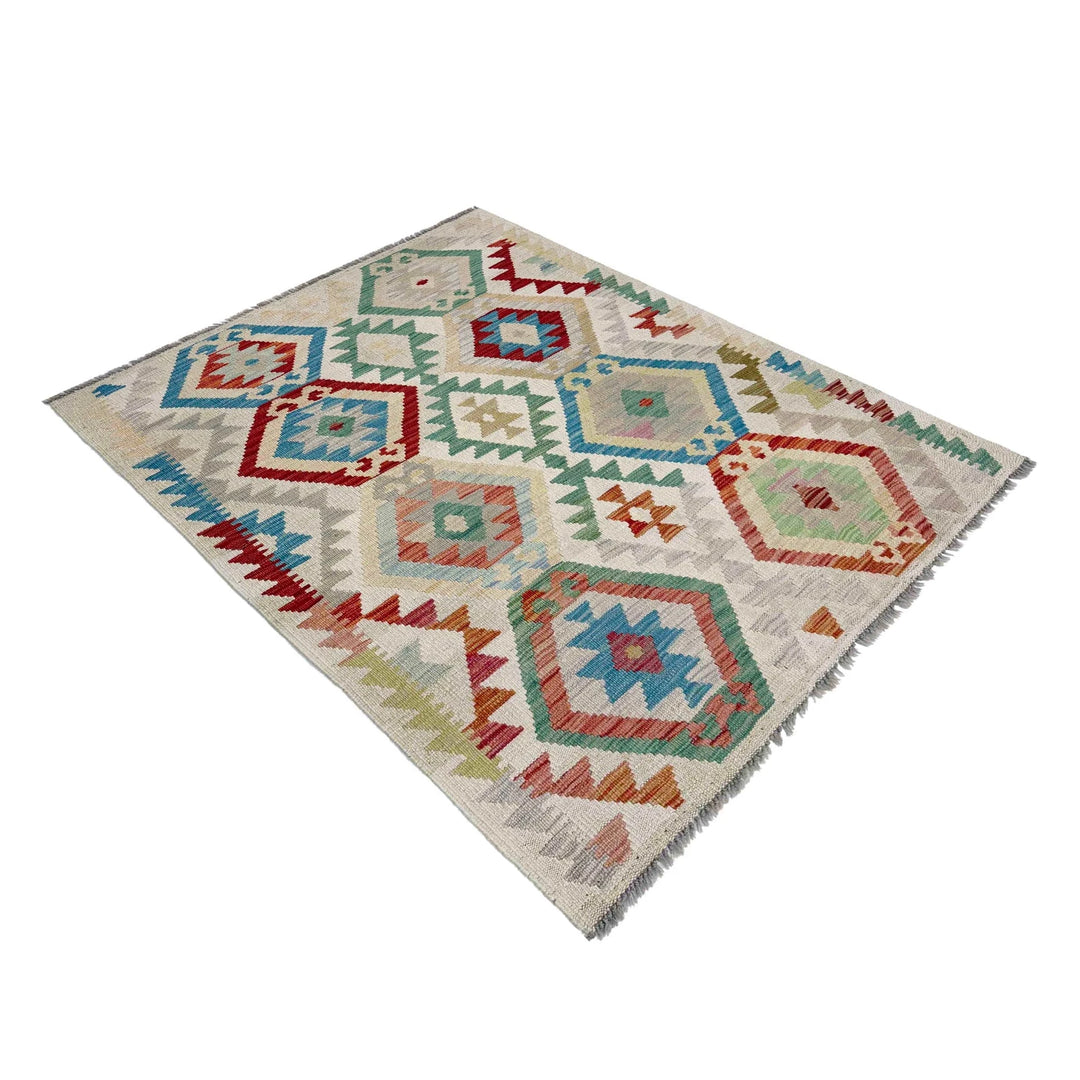 Afghan Vegetable Kilim Rug 3' 5" x 5' 1" Flat-Weave | No. AL283083