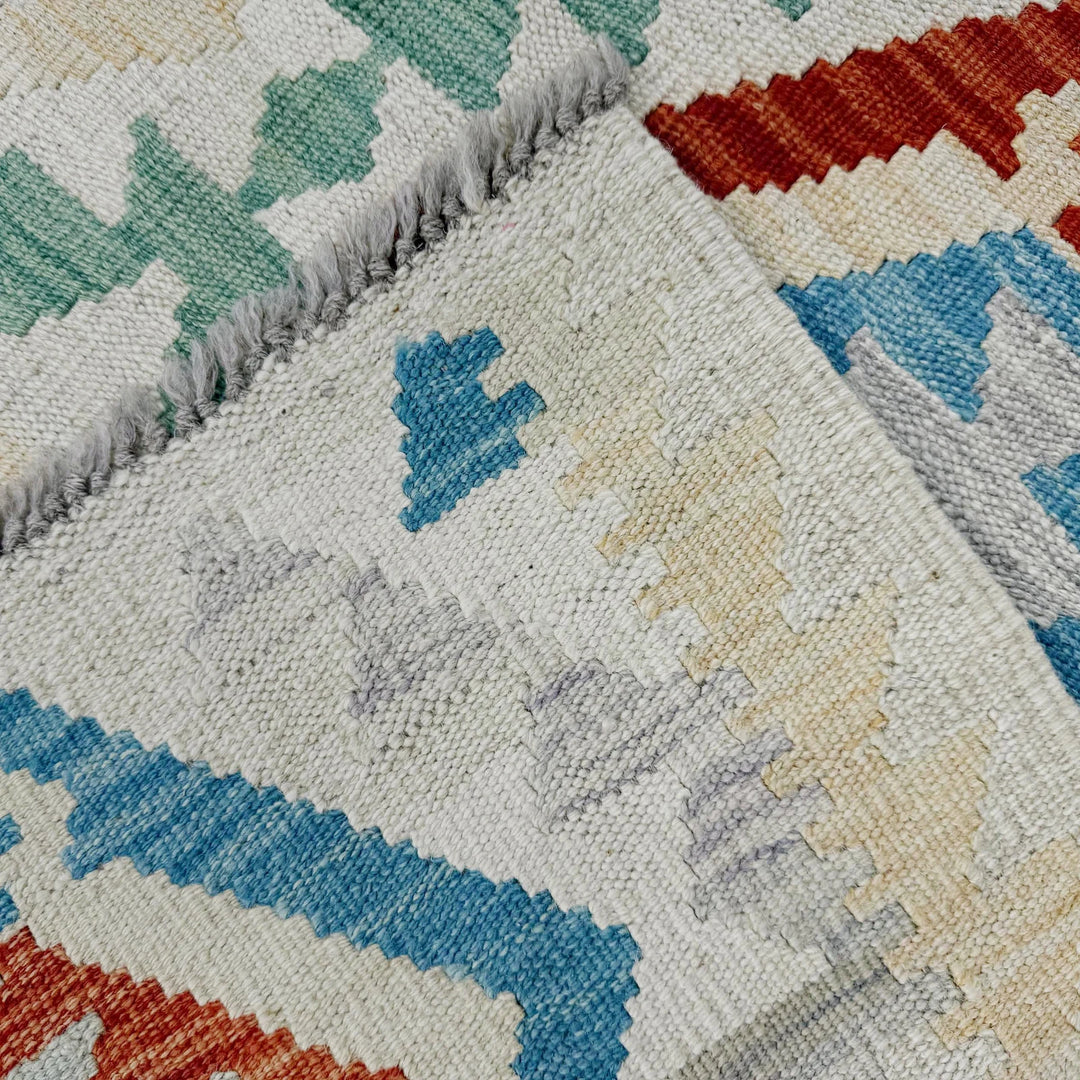 Afghan Vegetable Kilim Rug 3' 5" x 5' 1" Flat-Weave | No. AL283083