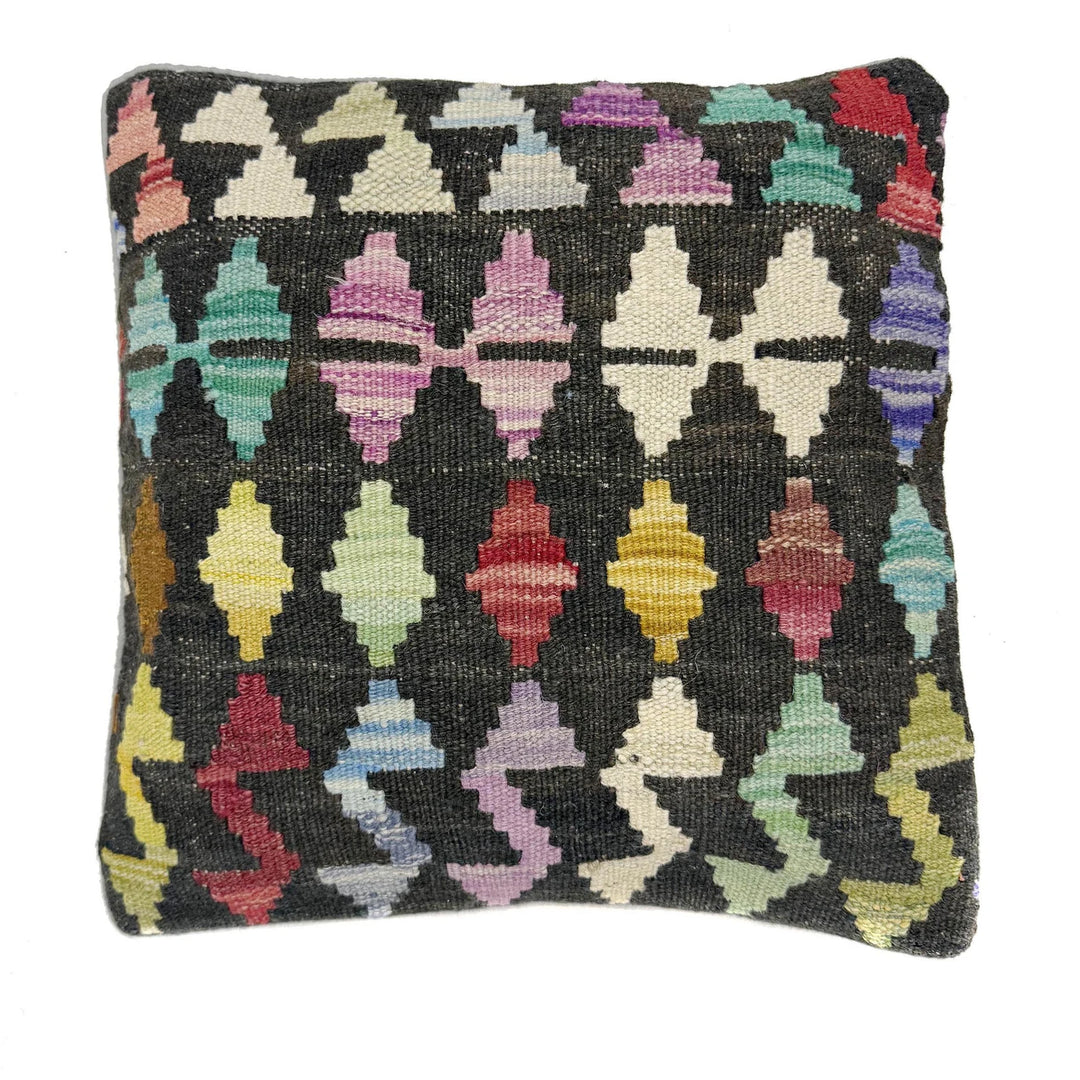 Afghan Turkish Design Kilim Cushion 1' 5" x 1' 5" Flat-Weave | No. AL283313
