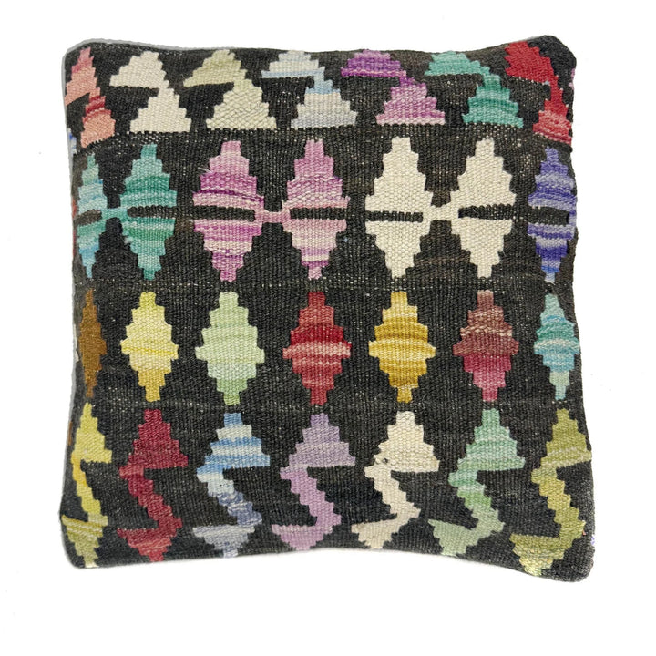 Afghan Turkish Design Kilim Cushion 1' 5" x 1' 5" Flat-Weave | No. AL283313