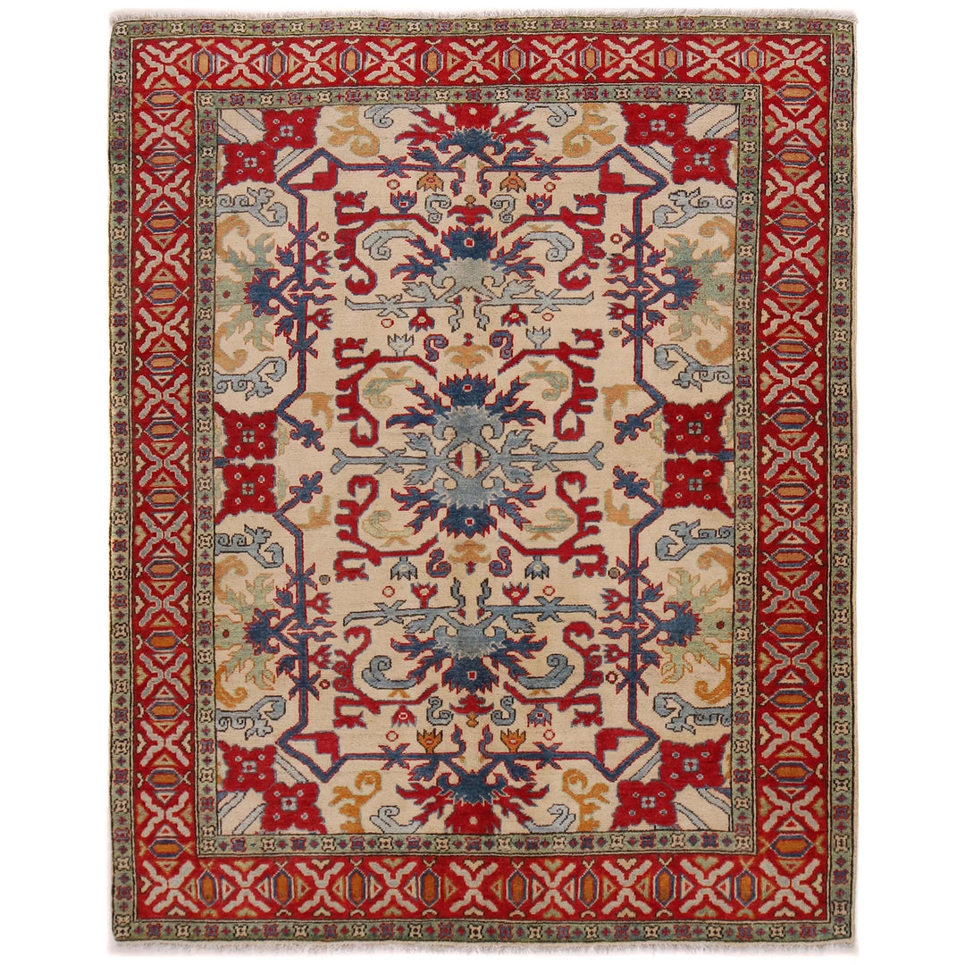 Beige Afghan Mamluk Rug 5' 2" x 6' 8" Hand-Knotted | No. AL28331