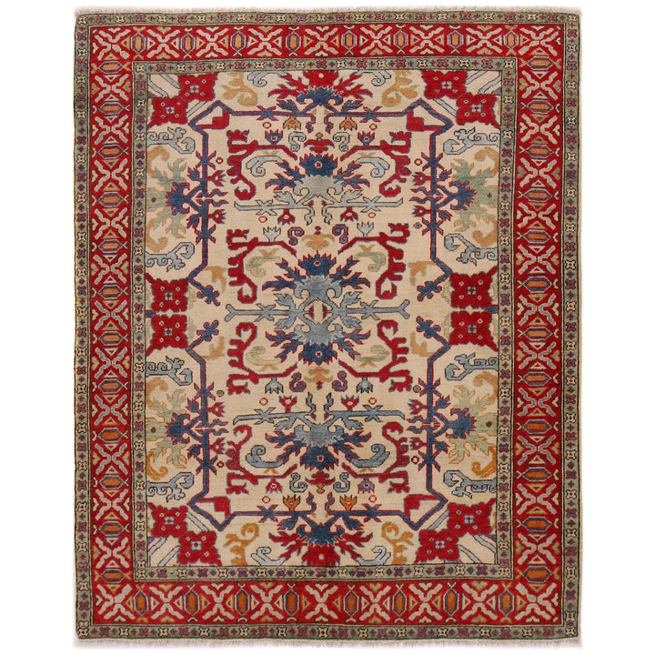 Beige Afghan Mamluk Rug 5' 2" x 6' 8" Hand-Knotted | No. AL28331