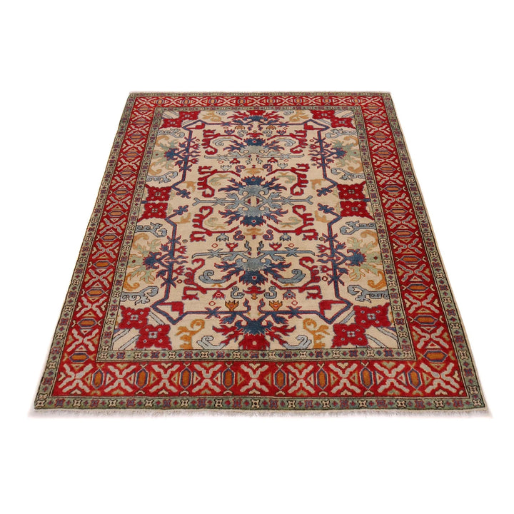 Beige Afghan Mamluk Rug 5' 2" x 6' 8" Hand-Knotted | No. AL28331
