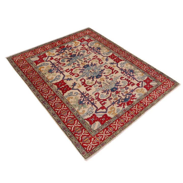Beige Afghan Mamluk Rug 5' 2" x 6' 8" Hand-Knotted | No. AL28331