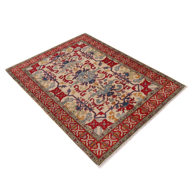 Beige Afghan Mamluk Rug 5' 2" x 6' 8" Hand-Knotted | No. AL28331