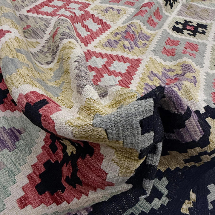 Afghan Vegetable Kilim Rug 6' 8" x 9' 11" Flat-Weave | No. AL284011