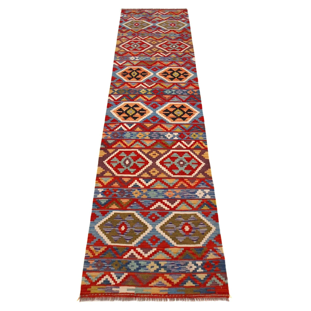Afghan Kilim Rug 2' 6" x 10' 0" Flat-Weave | No. AL28445