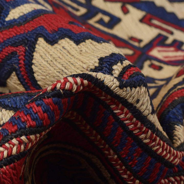 Beige Afghan Saghari Kilim Rug 6' 9" x 9' 6" Flat-Weave | No. AL28462