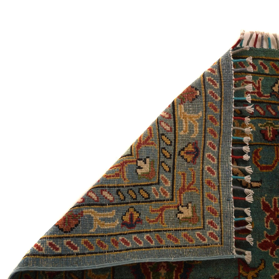 Blue Afghan Sultani Rug 4' 1" x 5' 10" Hand-Knotted | No. AL28466