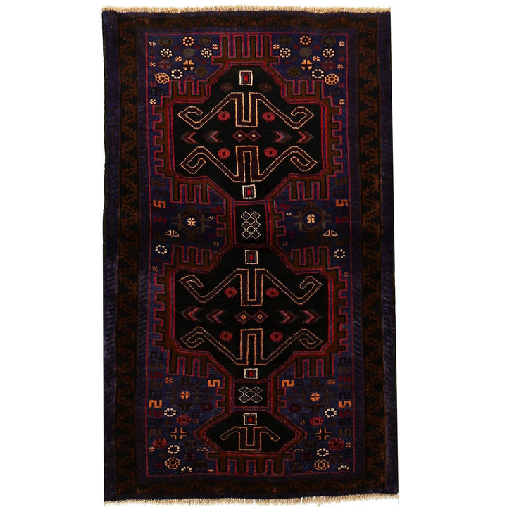 Afghan Baluchi Rug 2' 8" x 4' 5" Hand-Knotted | No. AL28471