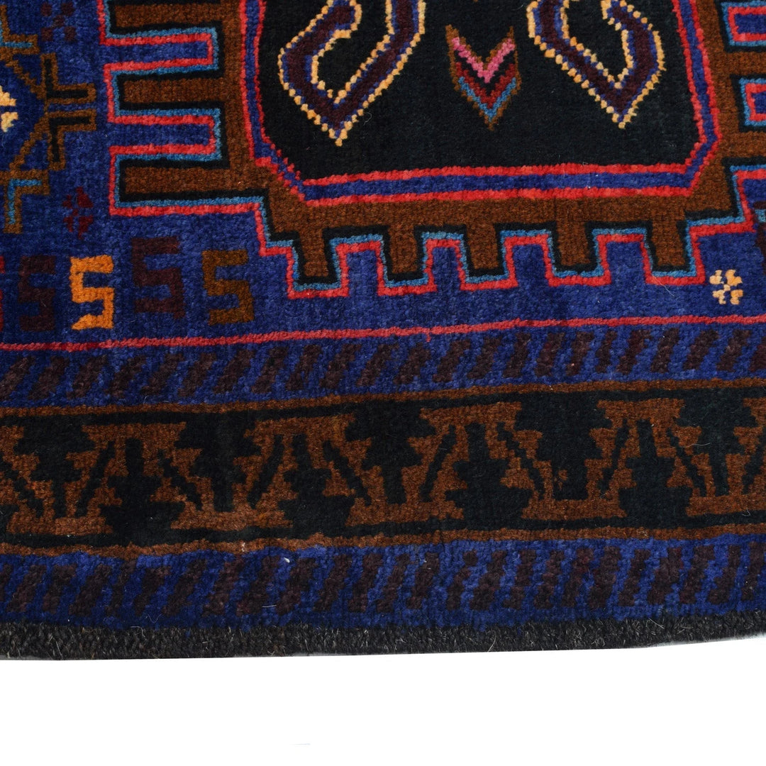 Afghan Baluchi Rug 2' 8" x 4' 5" Hand-Knotted | No. AL28471