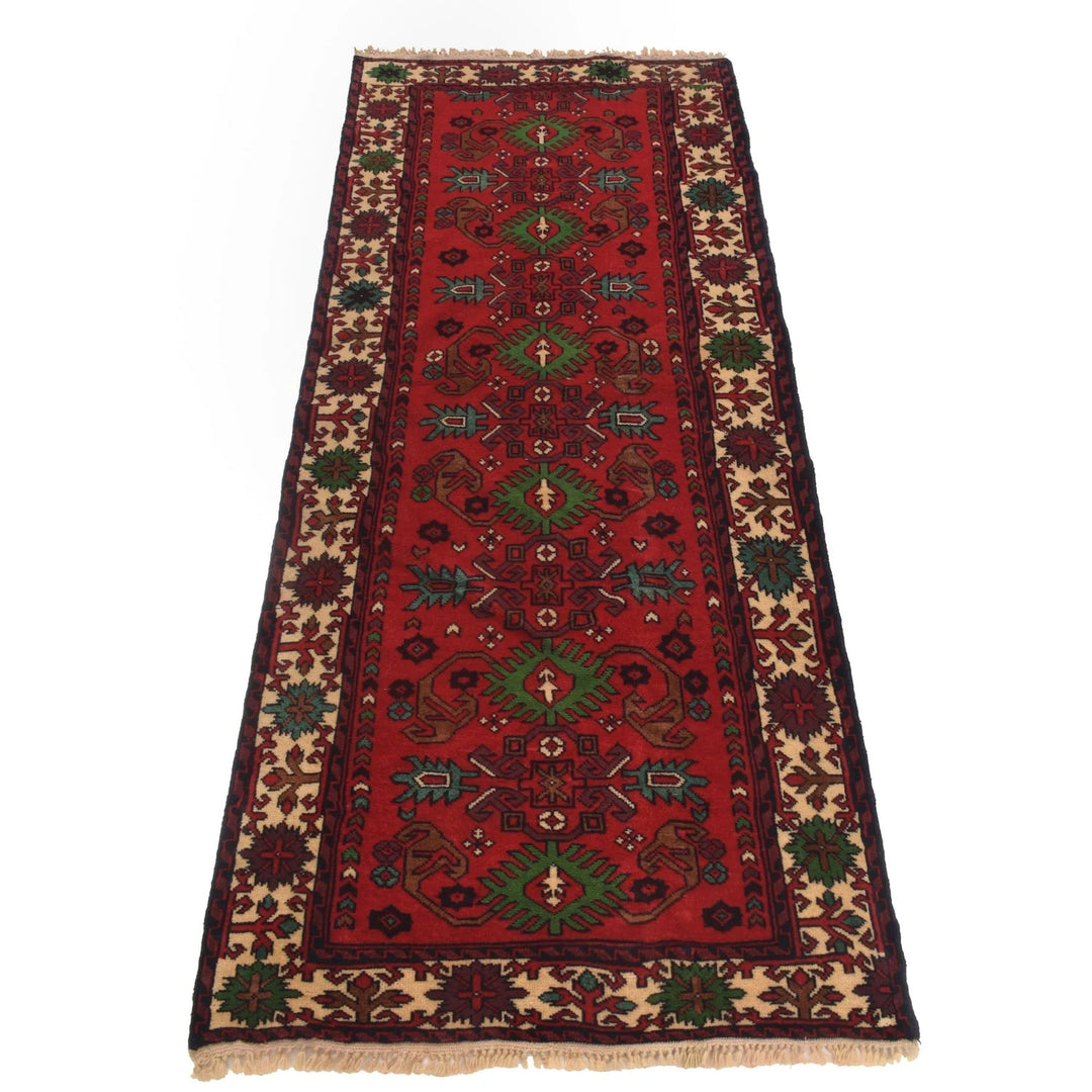 Red Afghan Bokhara Rug 2' 4" x 5' 9" Hand-Knotted | No. AL28514