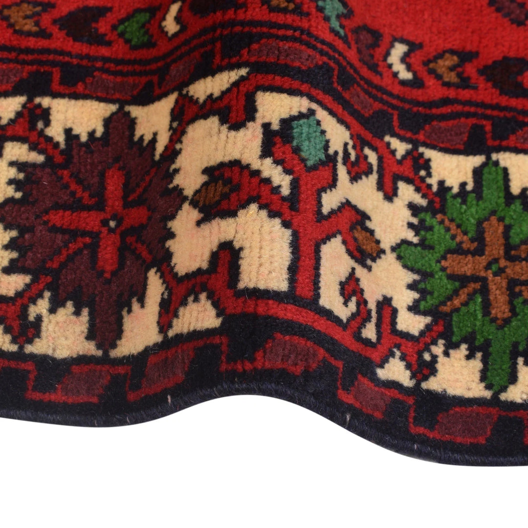 Red Afghan Bokhara Rug 2' 4" x 5' 9" Hand-Knotted | No. AL28514