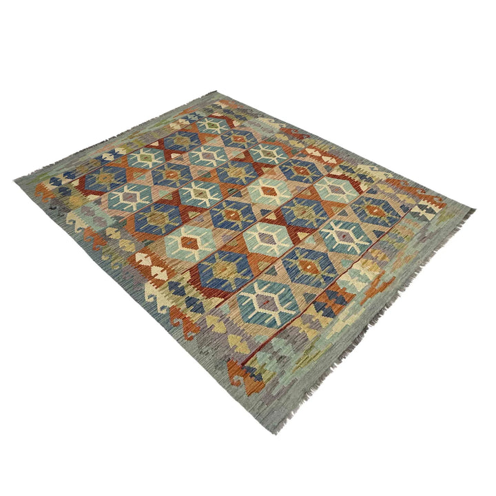 Afghan Vegetable Kilim Rug 5' 10" x 8' 2" Flat-Weave | No. AL285339