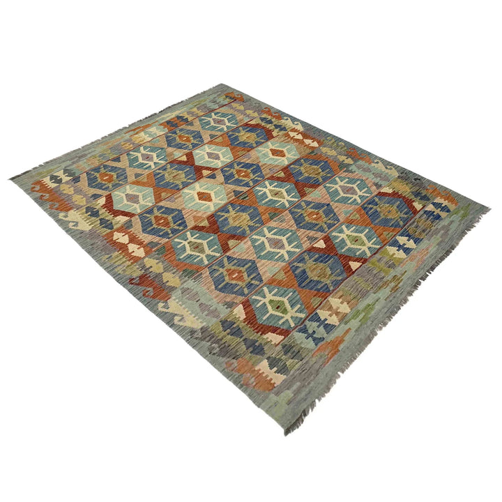 Afghan Vegetable Kilim Rug 5' 10" x 8' 2" Flat-Weave | No. AL285339
