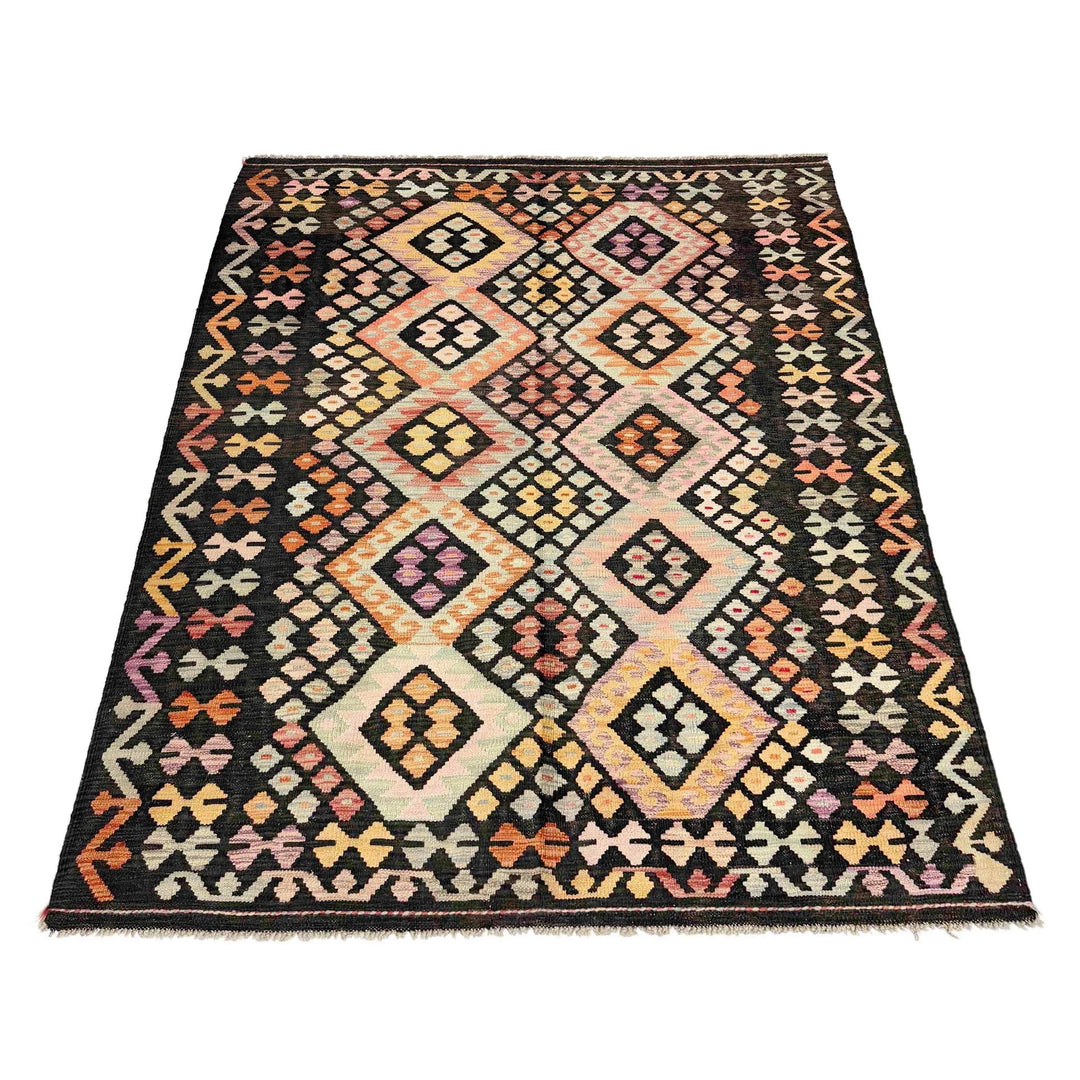 Afghan Vegetable Kilim Rug 5' 0" x 6' 6" Flat-Weave | No. AL285484